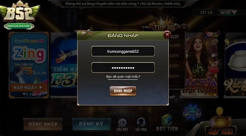 Quy trình đăng ký-đăng nhập B52